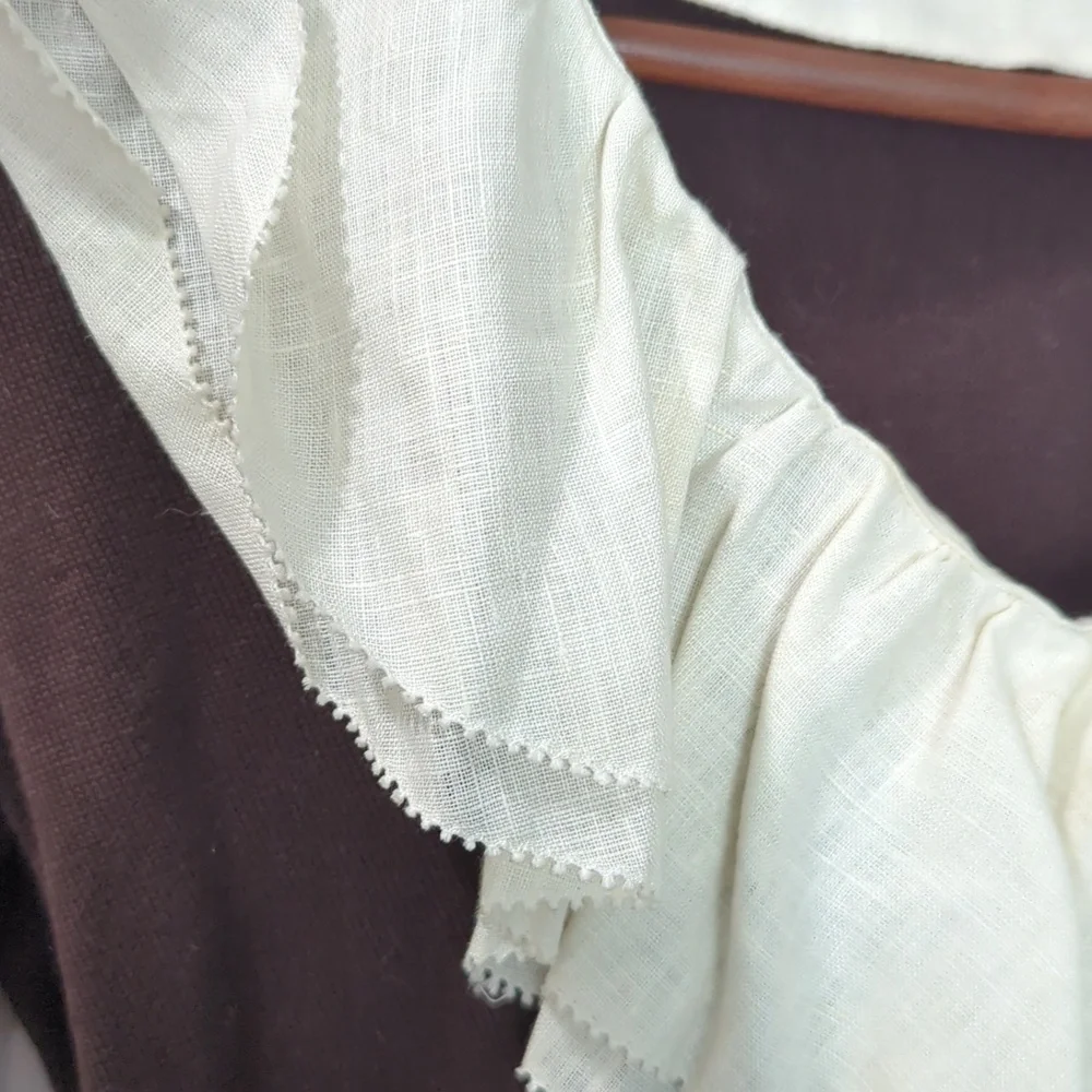 Tory Burch Brown Ivory Ruffle Victorian Sweater